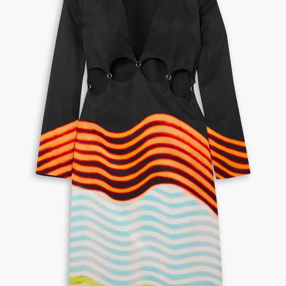 dries van noten cutout striped faille dress 36 S